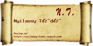 Nyilassy Tádé névjegykártya